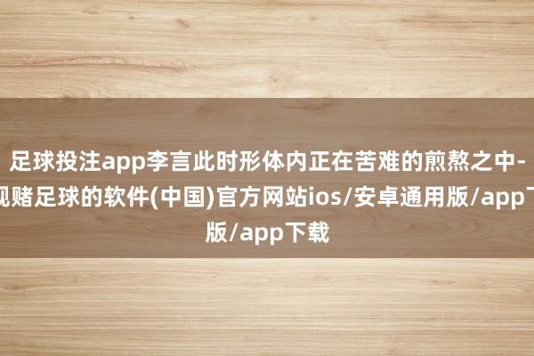 足球投注app李言此时形体内正在苦难的煎熬之中-正规赌足球的软件(中国)官方网站ios/安卓通用版/app下载