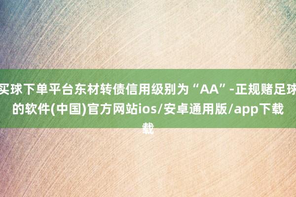 买球下单平台东材转债信用级别为“AA”-正规赌足球的软件(中国)官方网站ios/安卓通用版/app下载