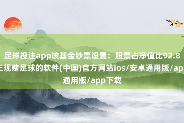 足球投注app该基金钞票设置：股票占净值比92.85%-正规赌足球的软件(中国)官方网站ios/安卓通用版/app下载