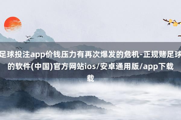 足球投注app价钱压力有再次爆发的危机-正规赌足球的软件(中国)官方网站ios/安卓通用版/app下载
