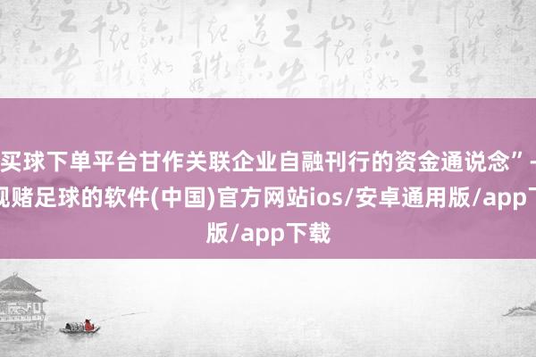 买球下单平台甘作关联企业自融刊行的资金通说念”-正规赌足球的软件(中国)官方网站ios/安卓通用版/app下载