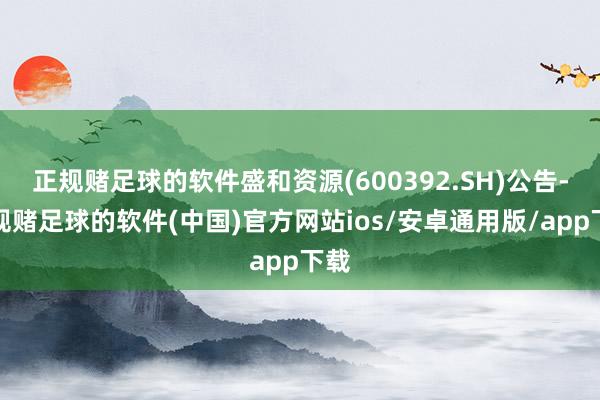 正规赌足球的软件盛和资源(600392.SH)公告-正规赌足球的软件(中国)官方网站ios/安卓通用版/app下载