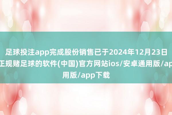 足球投注app完成股份销售已于2024年12月23日作实-正规赌足球的软件(中国)官方网站ios/安卓通用版/app下载