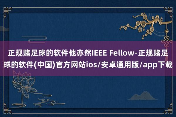 正规赌足球的软件他亦然IEEE Fellow-正规赌足球的软件(中国)官方网站ios/安卓通用版/app下载