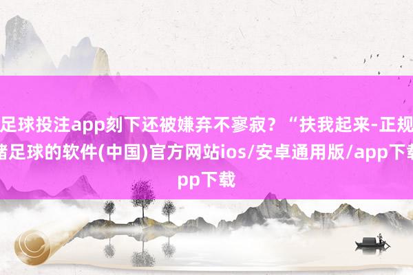 足球投注app刻下还被嫌弃不寥寂?“扶我起来-正规赌足球的软件(中国)官方网站ios/安卓通用版/app下载