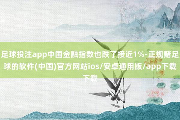 足球投注app中国金融指数也跌了接近1%-正规赌足球的软件(中国)官方网站ios/安卓通用版/app下载