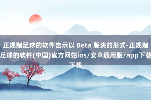 正规赌足球的软件告示以 Beta 版块的形式-正规赌足球的软件(中国)官方网站ios/安卓通用版/app下载