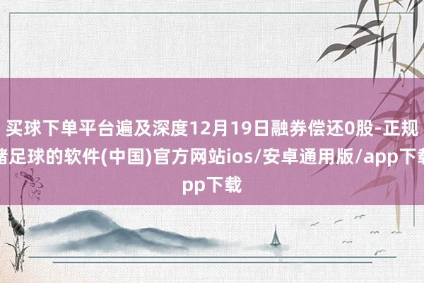 买球下单平台遍及深度12月19日融券偿还0股-正规赌足球的软件(中国)官方网站ios/安卓通用版/app下载